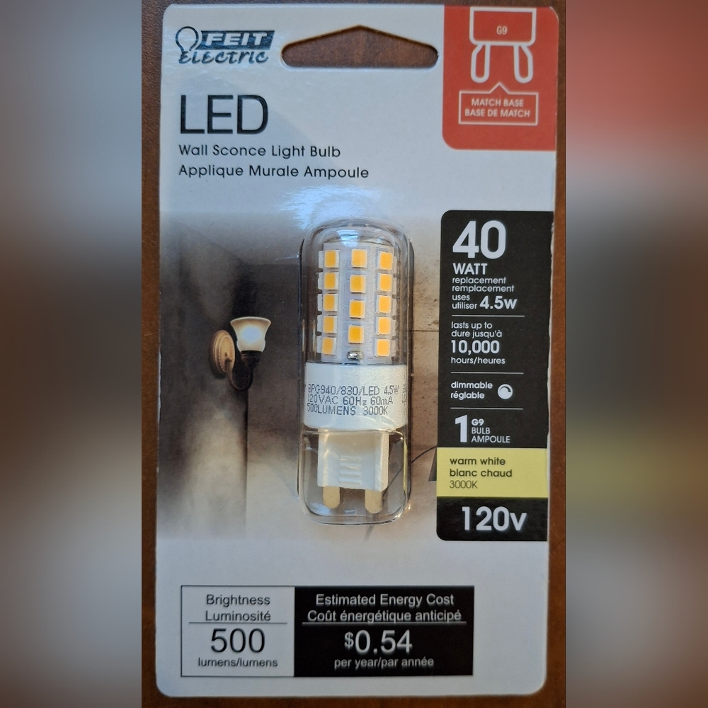 Feit T4 Dimmable G9 Bi-Pin LED Light Bulb 40-Watt Equivalent Warm White 3000K